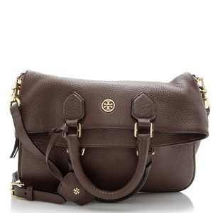 Tory Burch Fold-over Crossbody Robinson Bag Brown Leather